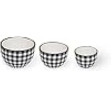 Boston  International  ceramic nesting prep bowls 3 size black and white