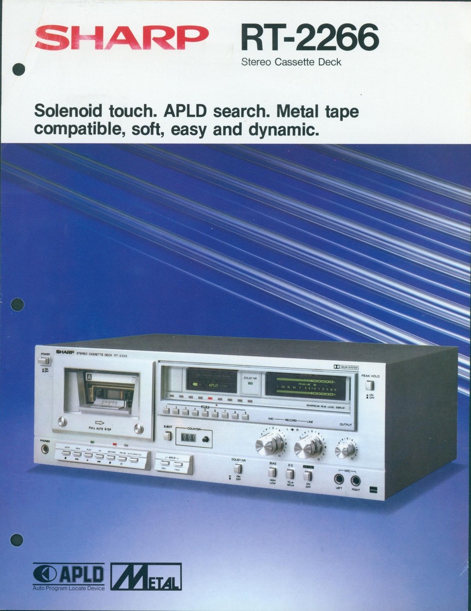 シャープ　オープンリールデッSHARP RT-727(J14) 1979 Sharp RT-2266 Stereo Cassette Deck Original Glossy Dealer