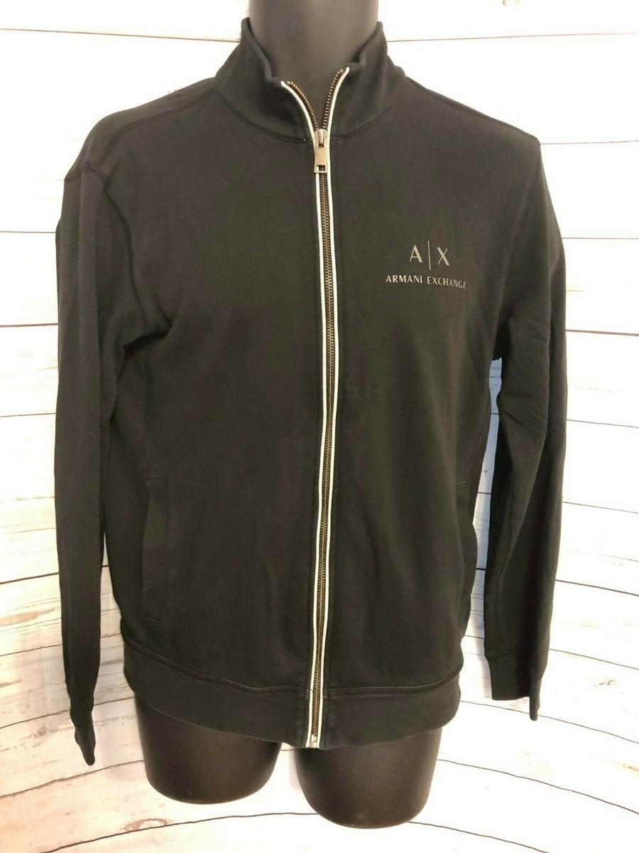 AX Armani Exchange Men's Track Jacket Mockneck Zip Up Black AX Armani Exchange Men's Track Jacket Mockneck Zip Up Black