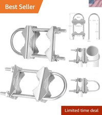 Double Antenna Mast Clamp Heavy Duty V-Jaw Bracket with U Bolts, Sturdy Mast ...