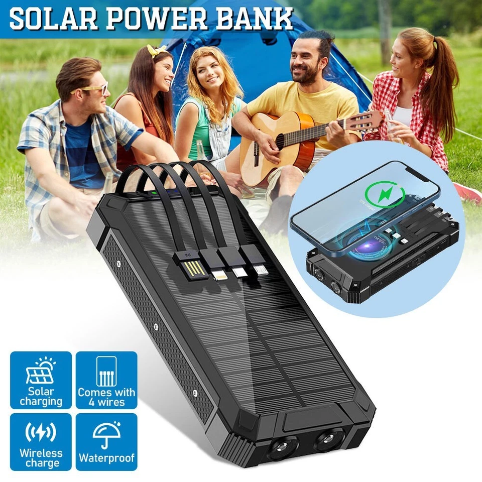 9000000mAh Solar Power Bank External Battery Backup Charger Wireless Charger New - Image 3 of 4