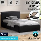 ALFORDSON Bed Frame Queen Double King Single Gas Lift Storage Base Black Leather