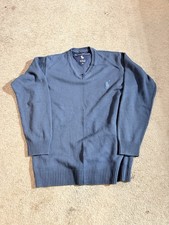 Polo Ralph Lauren blue V-neck sweater fits men large beautiful blue big pony