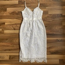 Victoria's Secret Corset Bodycon Womens Formal Dress Slip Ivory Gold Lace Sexy 2