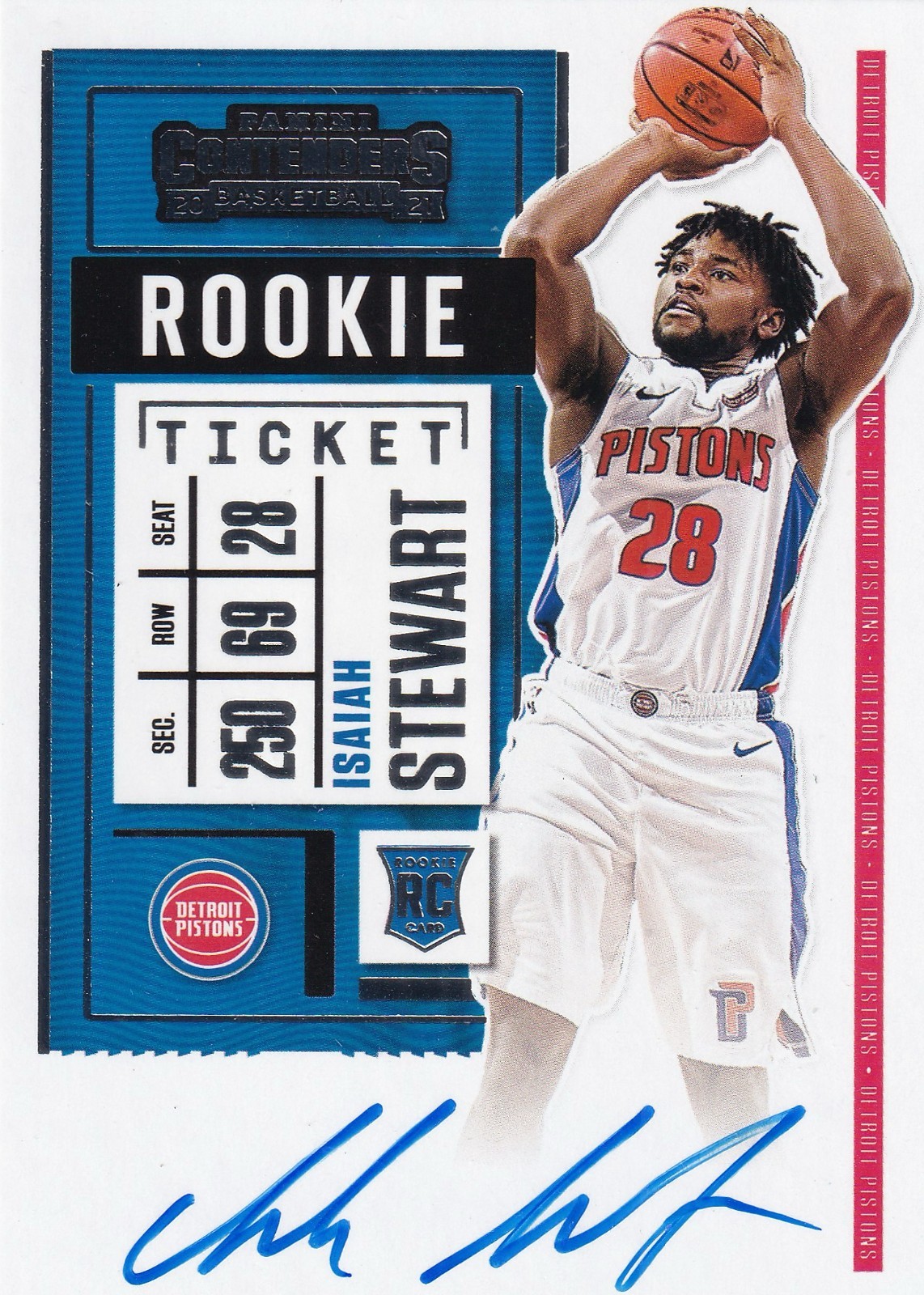 2020-21 Panini Contenders Rookie Ticket Isaiah Stewart #121 Rookie Auto RC