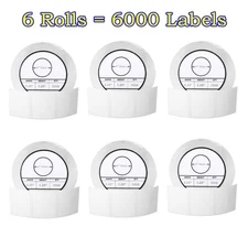 6 Rolls 2.25x1.25 Direct Thermal Shipping Barcode Labels 1000/Roll Zebra LP2824