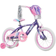 Bicicleta Huffy 16° Glimmer para niños, construcción EZ, se adapta a ciclistas 42°-48°, púrpura, juvenil, niña