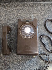 Vintage ITT 554 Rotary Dial Phone Chocolate Brown Wall Mount Untested