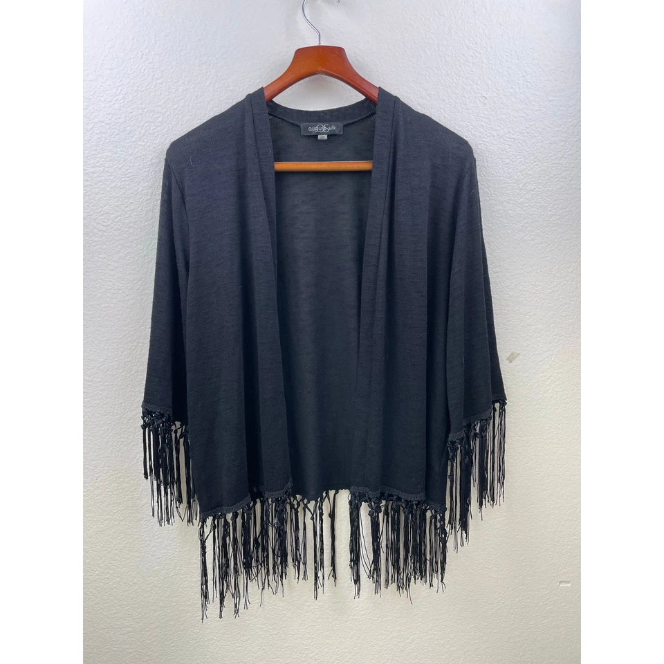 Cardigã de seda agosto vintage tamanho M franja gótica boho bruxa borlas caprichosas  - Imagem 2 de 4