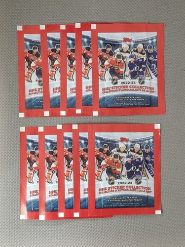 Lot x10 Packs Of 2022-23 Topps NHL Ice Hockey Sticker Collection - New & Sealed