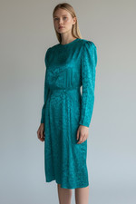 Vintage Argenti Women's Blue Silk Leopard Print Evening Cocktail Dress Size 8