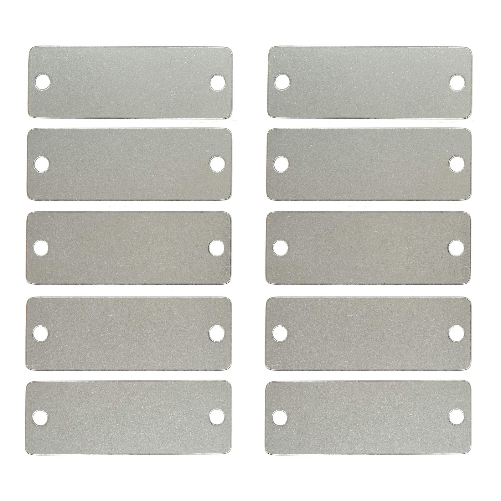 Plaquettes vierges rectangulaires acier inoxydable à deux trous pour gravure laser 25x