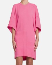 Stella McCartney Women's Pink Silk Jewel Neck 3/4 Sleeve Cape Dress Size 38