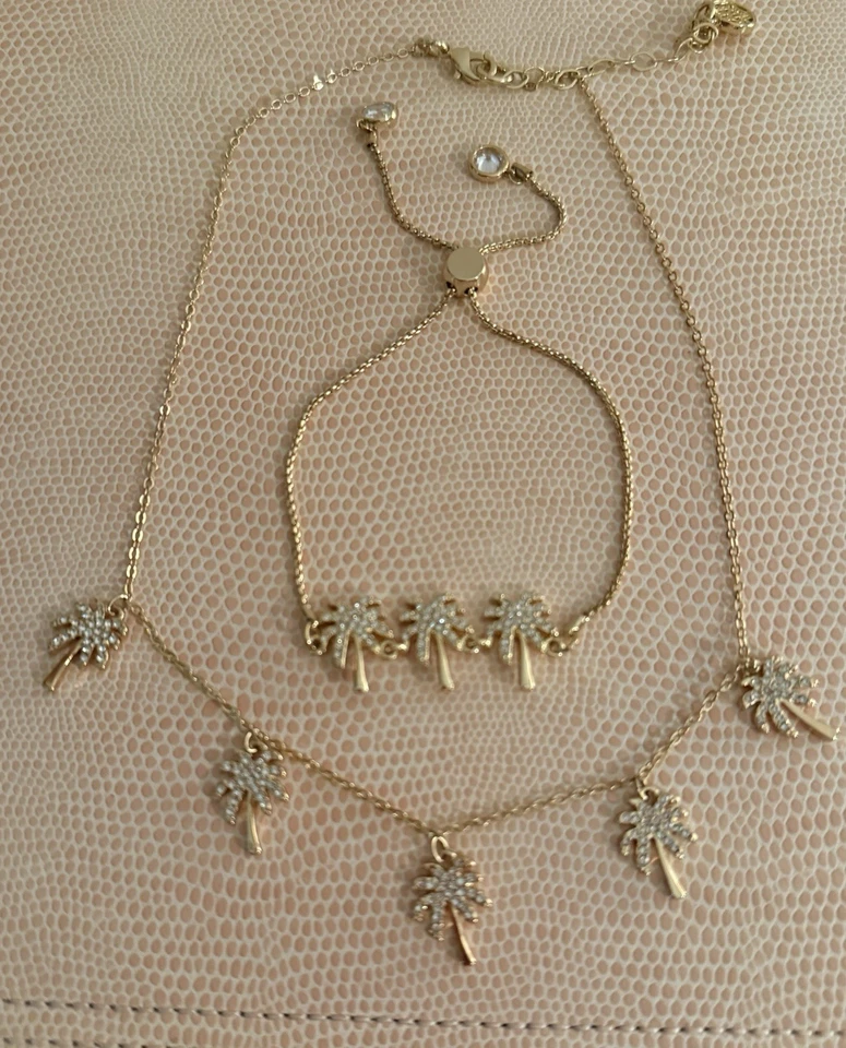Lilly Pulitzer Sparkling Palm Trees Necklace & Bracelet Set EUC - Image 2 of 4