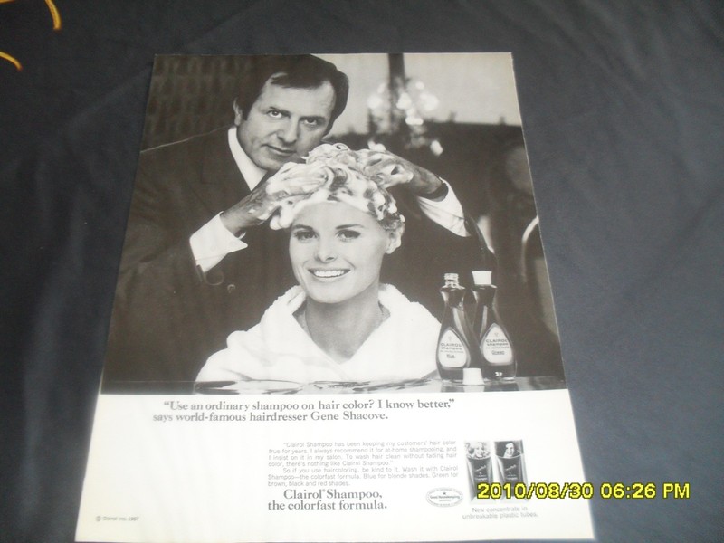 Vintage 1967 Clairol Shampoo Ad Featuring Gene Shacove Bonus Schlitz Beer On Bac