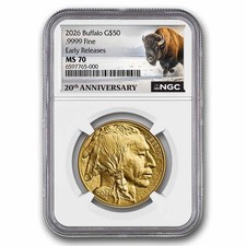 2026 1 oz Gold Buffalo MS-70 NGC (ER, 20th Anniversary) 4246.75 per troy oz