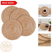 Stylish Natural 14" Jute Table Runner 4 Placemats Set - Eco-Friendly Elegance