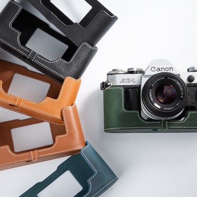 For Canon AE-1 AE-1P Camera collocation Real Leather Half Camera Case Bag Cover