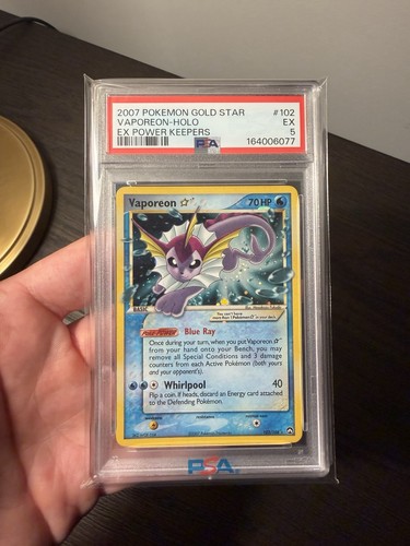 2007 POKEMON EX POWER KEEPERS GOLD STAR #102 VAPOREON HOLO PSA 5-NEW CERT CLEAN