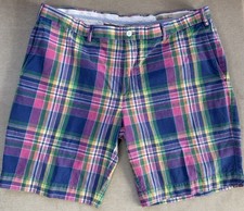 Polo Ralph Lauren Shorts Mens 40 Pink Blue India Madras Plaid Chino Classic Y2K