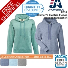 🔥 J. America Women Electric Fleece Blend Hooded Sweatshirt Up To 2XL 8742