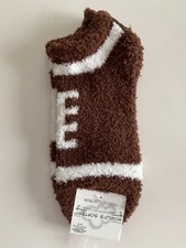 Worlds Softest Socks Cozy Collection Football Size 6-11 Brown And White NWT