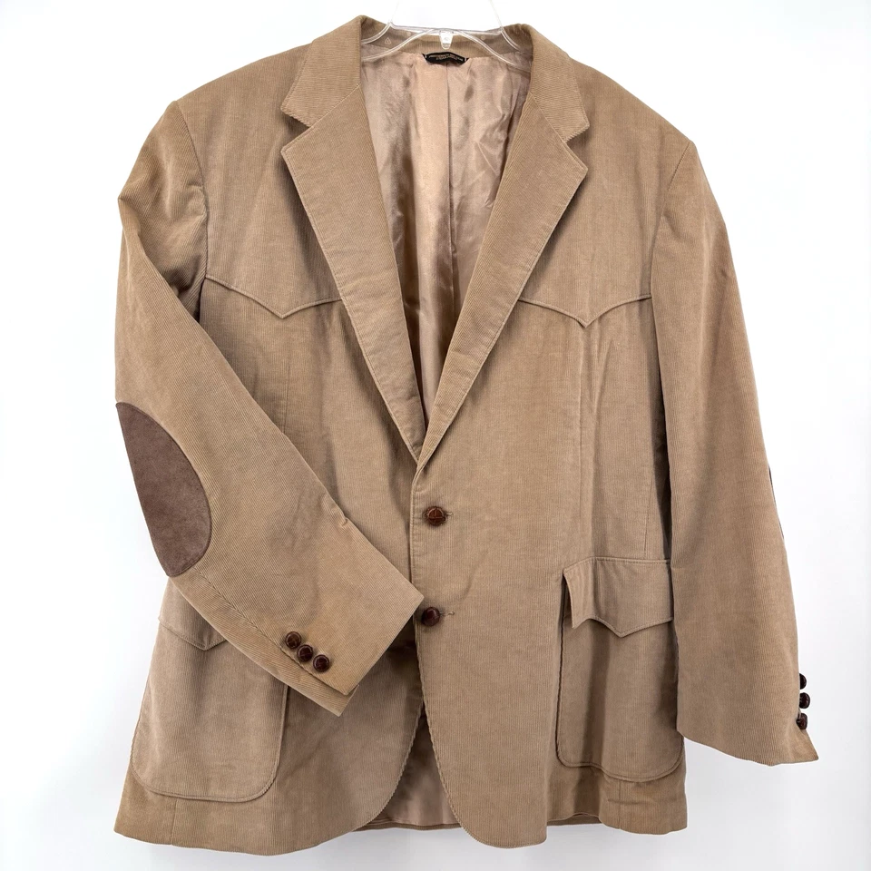 Blazer De Colección Levis Western Tostado Pana Abrigo Deportivo 2 Botones Parche en el Codo Para Hombres 48 R Foto 2 de 4