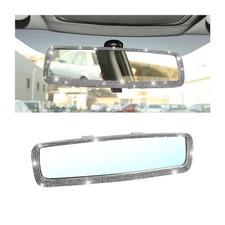 Bling Car Rearview Mirror, Decorations Rear View Mirror with Crystal Black