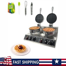 Double Waffle Maker Commercial 2400W Dual Waffle Plate Non-stick Stainless Steel