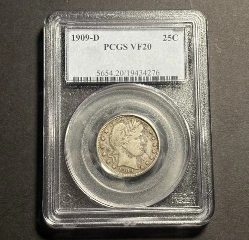 1909-D Barber Quarter — PCGS VF20
