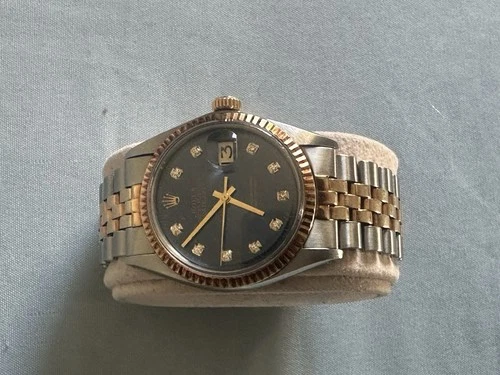 ROLEX MENS DATEJUST FACTORY DIAMOND DIAL 18K YELLOW  GOLD/STAINLESS STEEL WATCH