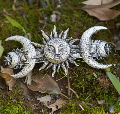 Sun moon silver hair barrette