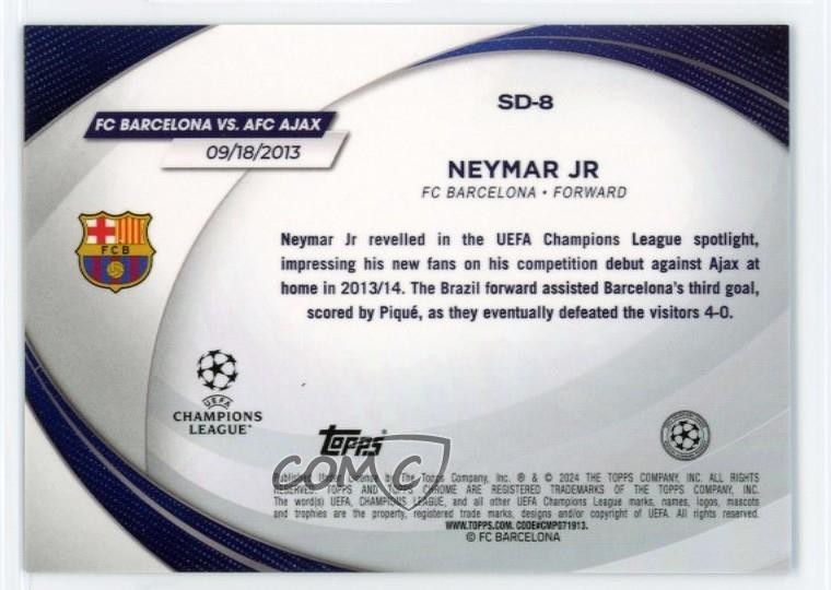 2023 Topps Chrome UEFA Starball Debuts Blue Refractor /150 Neymar Jr #SD-8 view 2