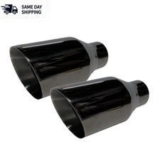 Durable Double Wall Black Chrome Exhaust Tips 2.25 Inlet - 4 Outlet Pack