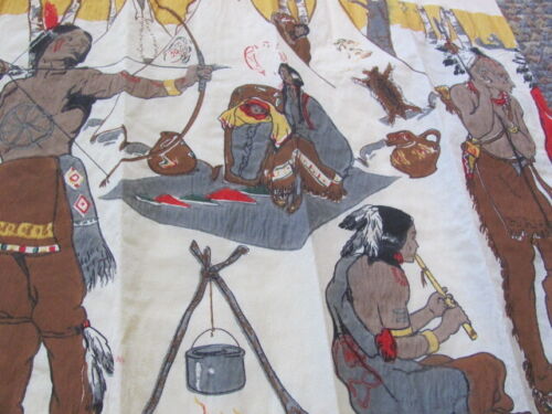 Vintage Dennison's decorated crepe paper Native Americans bright colors 9 feet - Picture 5 of 11