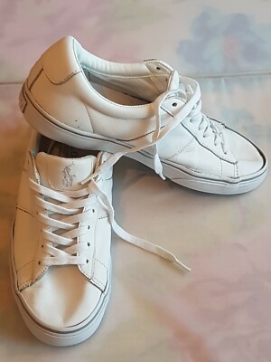 Polo Ralph Lauren Sayer Leather Trainers in White SIZE UK Eur 42