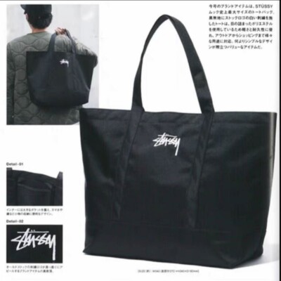 STUSSY Large-capacity tote bag with embroidery Novelty 33.5
