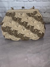 Walborg 1950s Beige/taupe Woven Raffia Straw Handbag