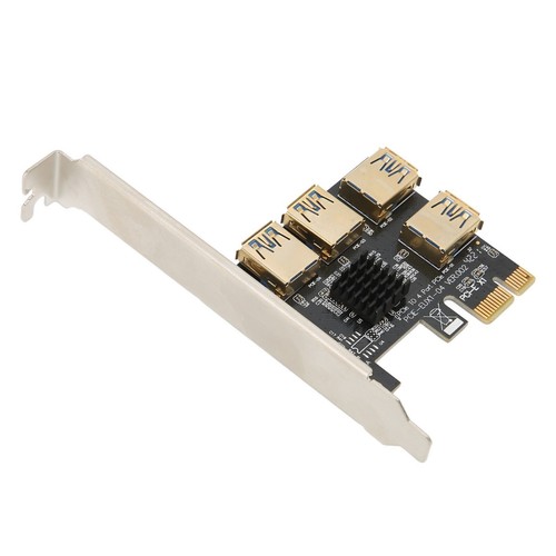 PCIE 1 to 4 Riser Card Black 4 USB 3.0 Ports Plug in Design X4 X8 X16 Graphics - Afbeelding 11 van 12