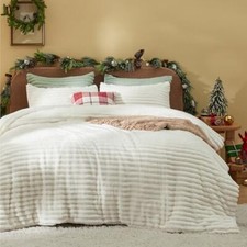 Fluffy Comforter Set - Super Soft Faux Fur Comforter King 01 - Cream White
