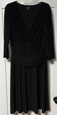 Nine West Black Long Sleeve Flowing Knee Length Dress Sz 16