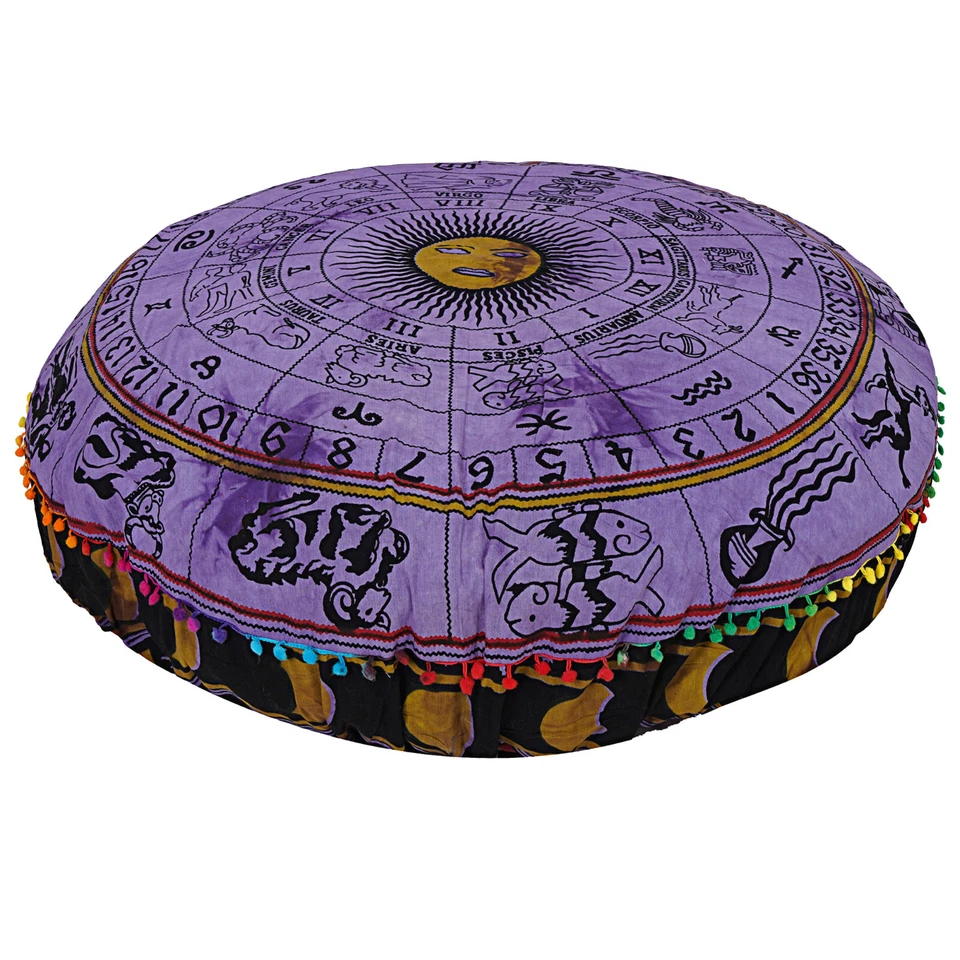 Funda Cojín Puf Meditación Algodón Indio 35" Grande Redonda Piso Almohada Puf. Foto 2 de 4