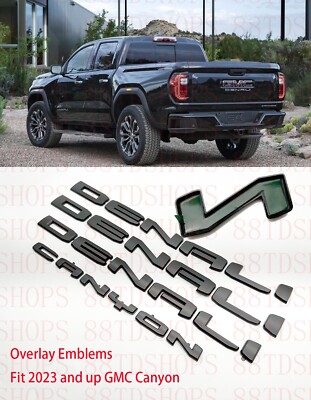 OVERLAY Matte Black Door Rear DENALI Canyon Letter Emblem 2023+ Canyon DENALI