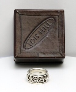 LOIS HILL 925 Sterling Silver Scroll Caviar Bead Ring Wide Band with Box