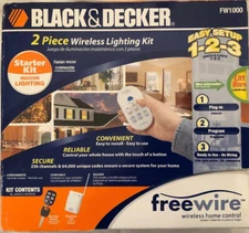 Black & Decker 2 Piece Wireless Indoor Outdoor Lighting Kit Set FW1000