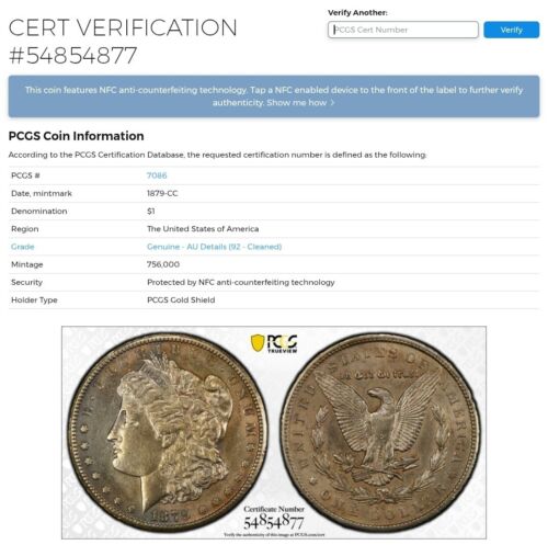 1879-CC Morgan Silver Dollar - PCGS About Uncirculated (Looks AU53/AU55) - RARE! - Picture 3 of 3