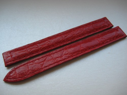 GENUINE CARTIER LADIES WATCH STRAP BAND 10 x 10mm RED CROCO LEATHER DEPLOYMENT - Picture 2 of 11