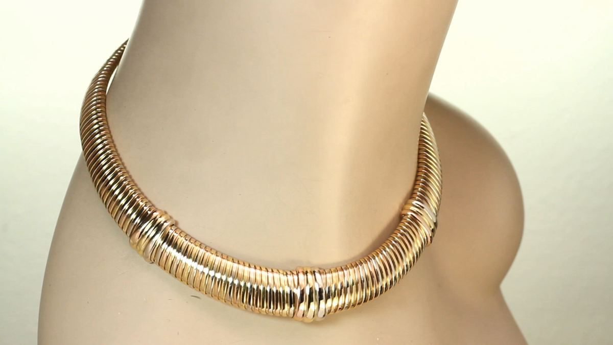 CARTIER Necklace Tubogas Trinity 18k Tri-Gold Vintage 1980s CARTIER Necklace Tubogas Trinity 18k Tri-Gold Vintage 1980s