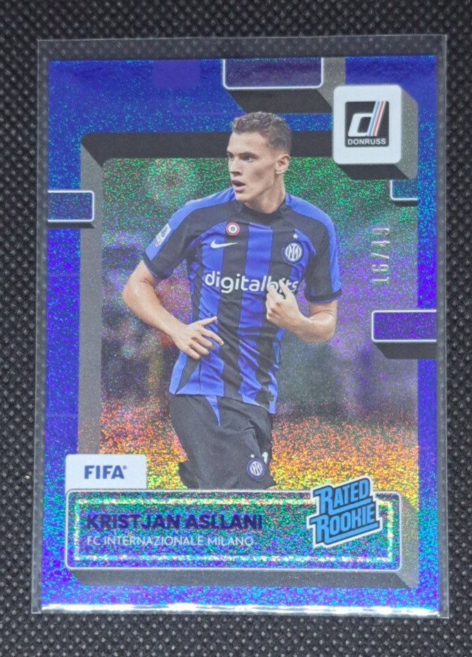 2022-23 Panini Donruss Rated Rookie Blue /99 Kristjan Asllani #180 Rookie RC