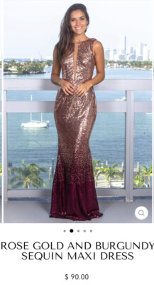 Maniju ROSE GOLD AND BURGUNDY SEQUIN MAXI DRESS Size Medium  Pre-owned |  eBay
